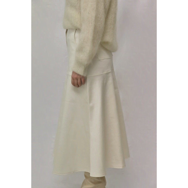 Langer Damen-Jeansrock, cremefarben
