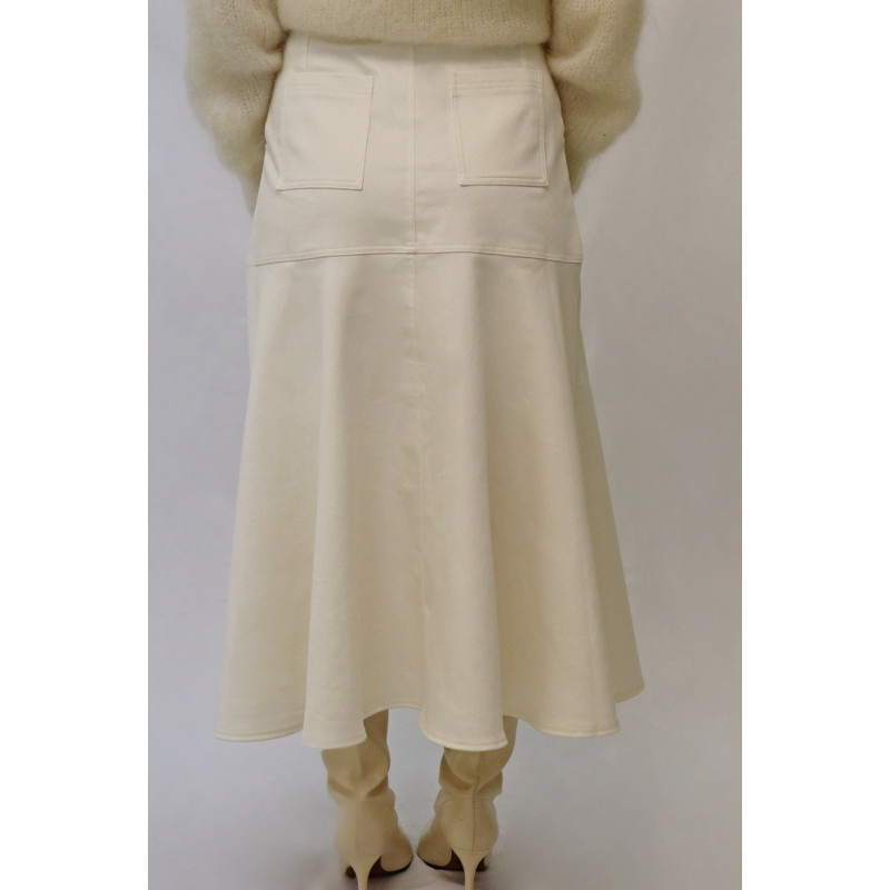 Langer Damen-Jeansrock, cremefarben
