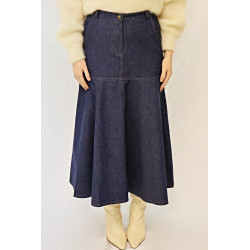 Langer Damen-Jeansrock, blau