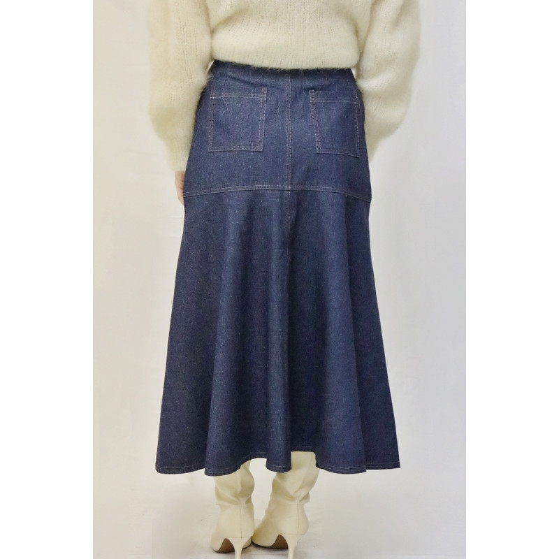 Langer Damen-Jeansrock, blau