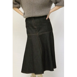 Langer Damen-Jeansrock, schwarz