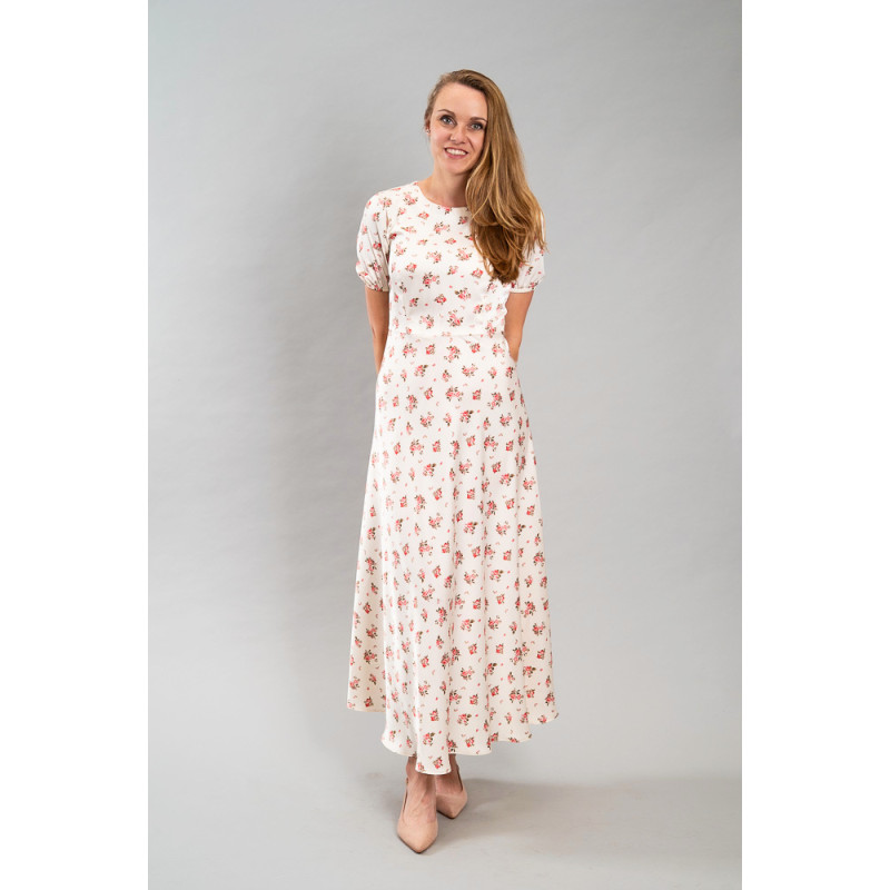 Damen-Satinkleid Gloven, cremefarben