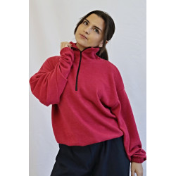 Damenpullover Kolet mit Stehkragen und Reißverschluss, pink