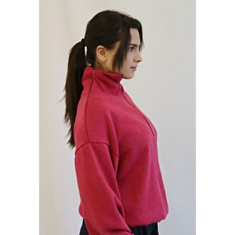Damenpullover Kolet mit Stehkragen und Reißverschluss, pink