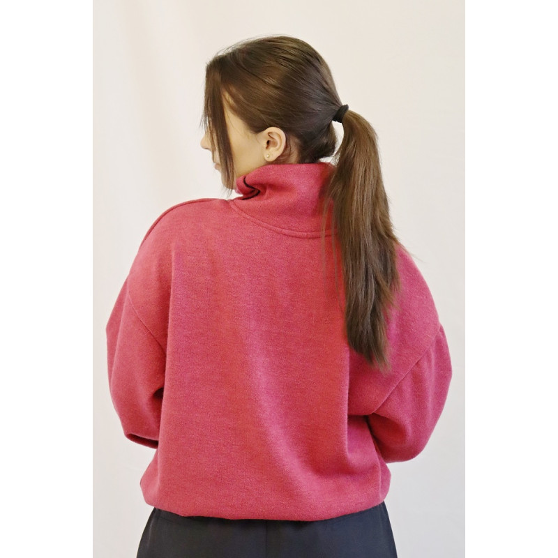 Damenpullover Kolet mit Stehkragen und Reißverschluss, pink