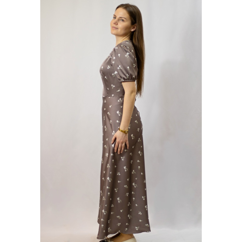 Damen-Satinkleid Gloven, haselnussfarben