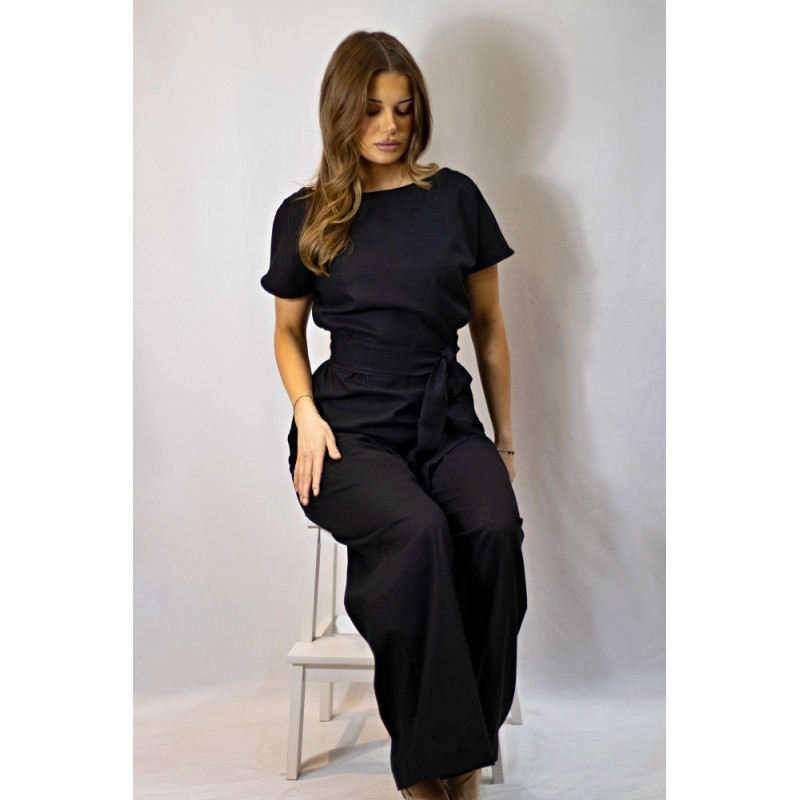 Damen-Top Inaya, schwarz, Leinen