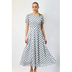 Damen-Chiffonkleid mit Punkten, weiß