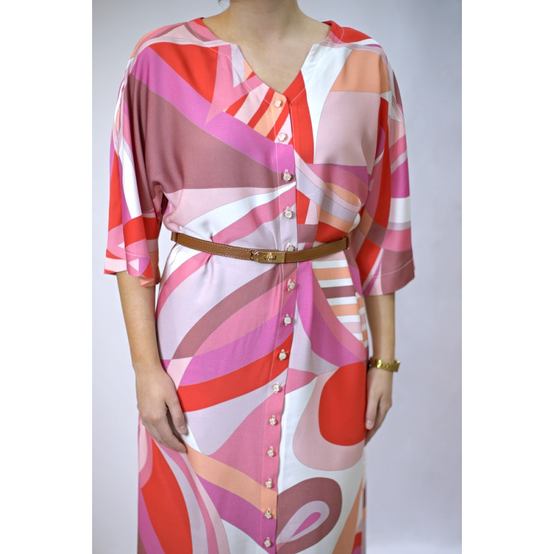 Midi-Hemdblusenkleid mit kurzen Ärmeln